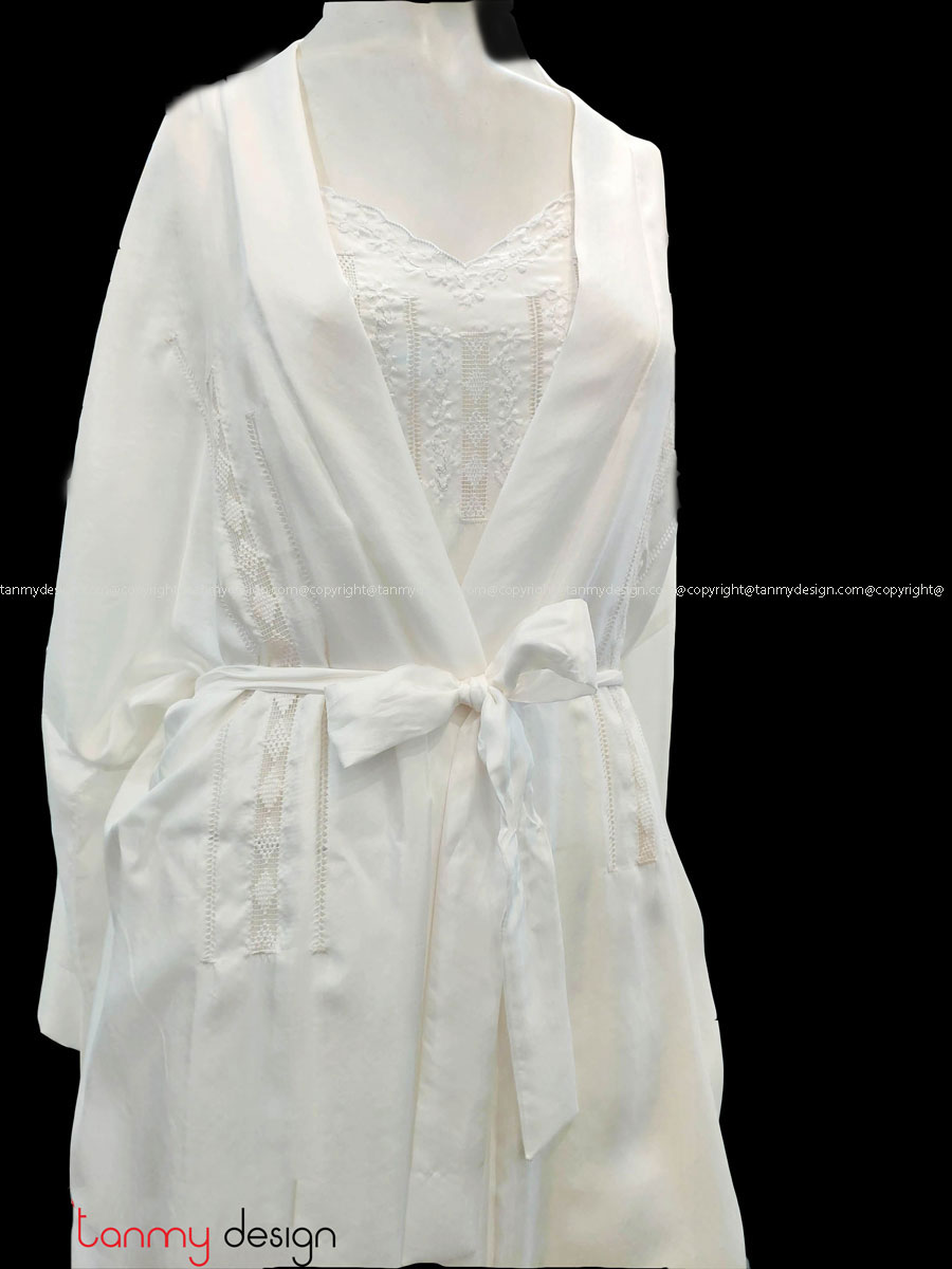 Silk embroidered night robe